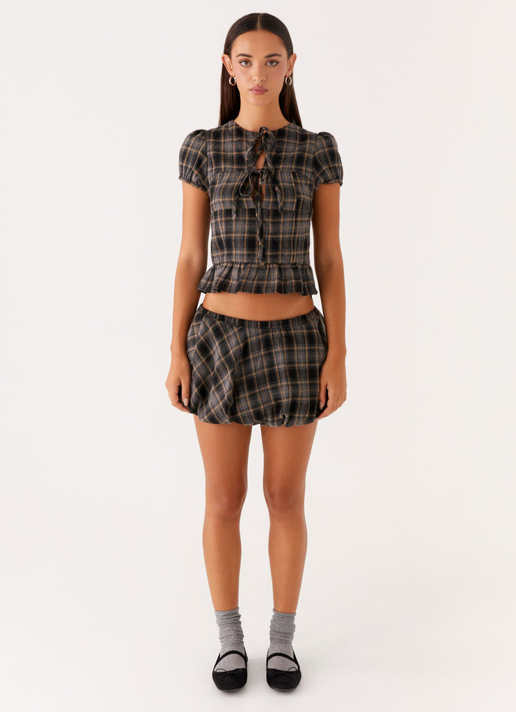 Peppermayo Peppermayo Exclusive - Lucia Mini Skirt - Brown Check