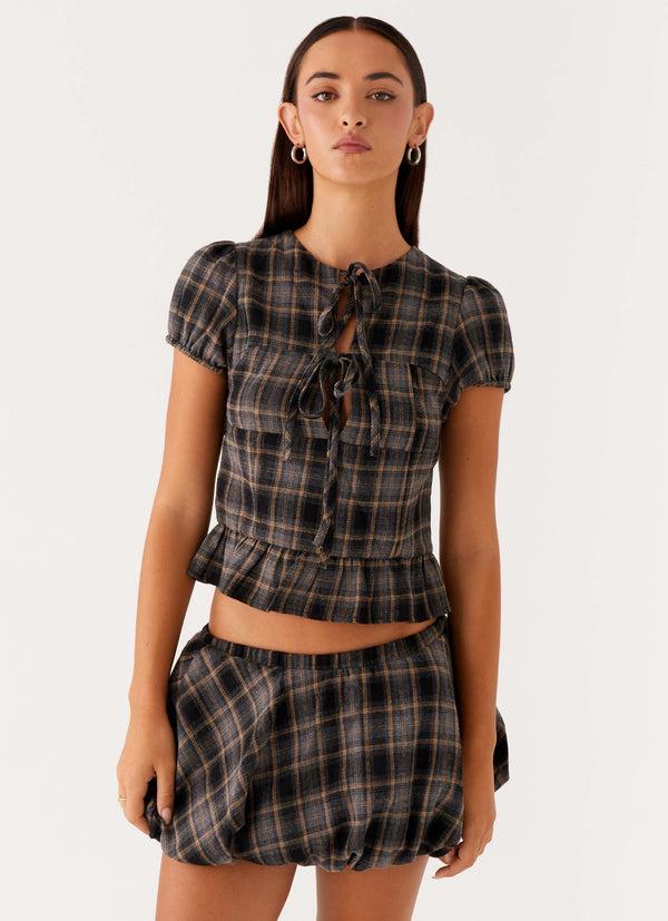 peppermayo Peppermayo Exclusive - Lucia Mini Skirt - Brown Check
