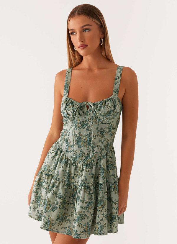 peppermayo Peppermayo Exclusive - Lucie Linen Mini Dress - Cloud Nine Floral