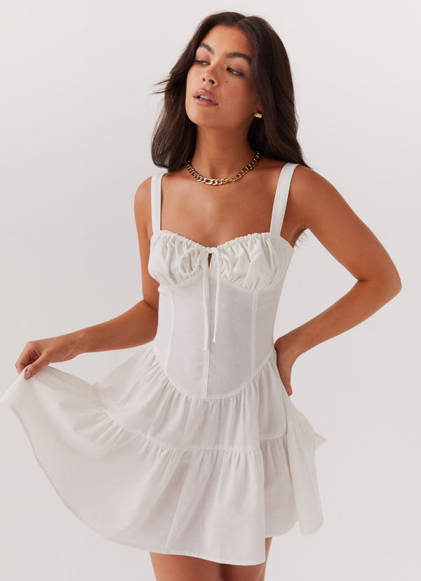 peppermayo Peppermayo Exclusive - Lucie Linen Mini Dress - Ivory