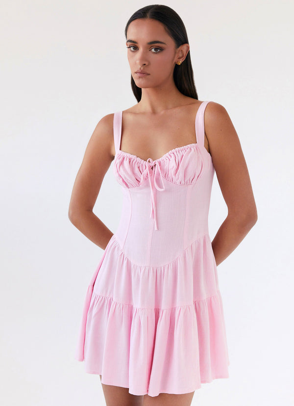 peppermayo Peppermayo Exclusive - Lucie Linen Mini Dress - Pink