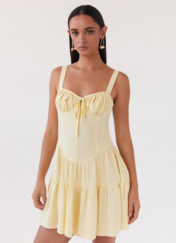 peppermayo Peppermayo Exclusive - Lucie Linen Mini Dress - Yellow