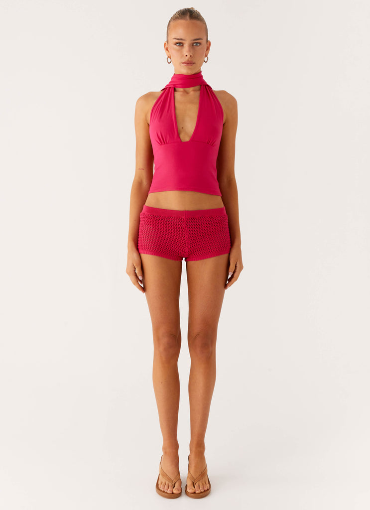 Peppermayo Peppermayo Exclusive - Lukella Crochet Mini Short - Hot Pink