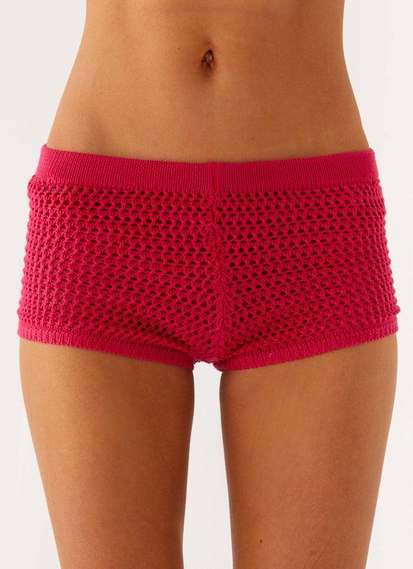 peppermayo Peppermayo Exclusive - Lukella Crochet Mini Short - Hot Pink