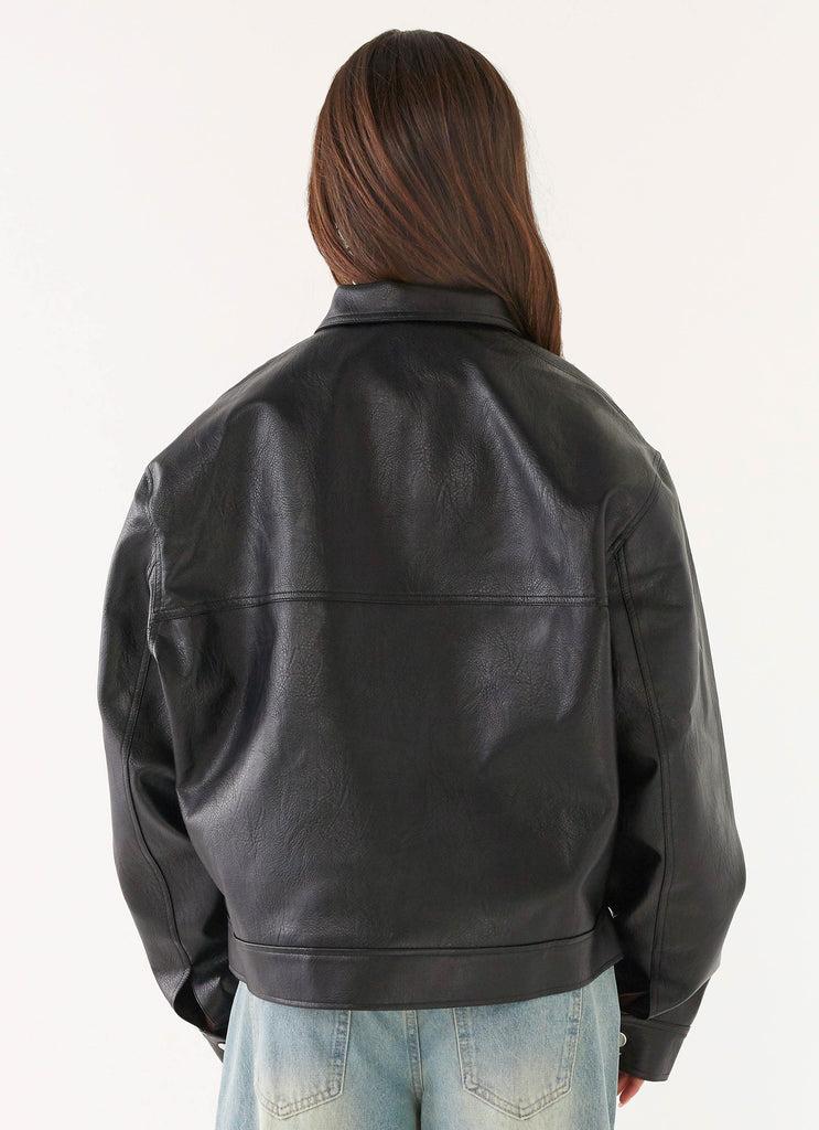 Peppermayo Peppermayo Exclusive - Lula Faux Leather Bomber Jacket - Black