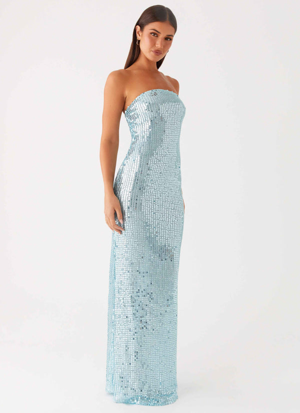 peppermayo Peppermayo Exclusive - Lyric Sequin Maxi Dress - Turquoise