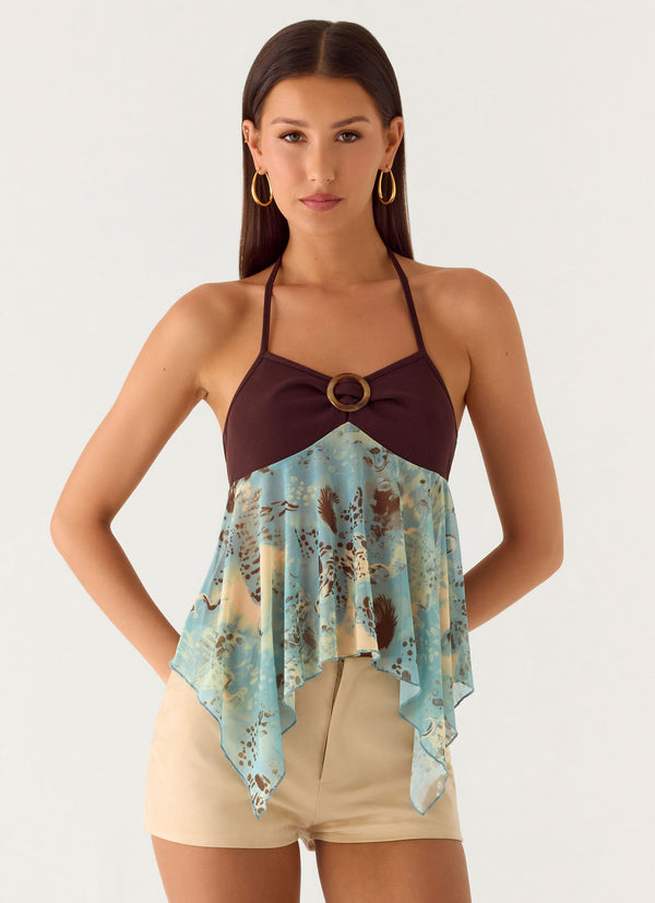 peppermayo Peppermayo Exclusive - Lyrica Halter Top - Aqua Blur peppermayo Peppermayo Exclusive - Lyrica Halter Top - Aqua Blur