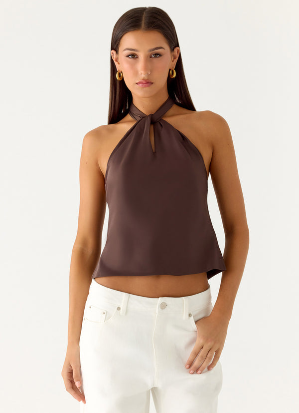 peppermayo Peppermayo Exclusive - Maddox Scarf Top - Chocolate