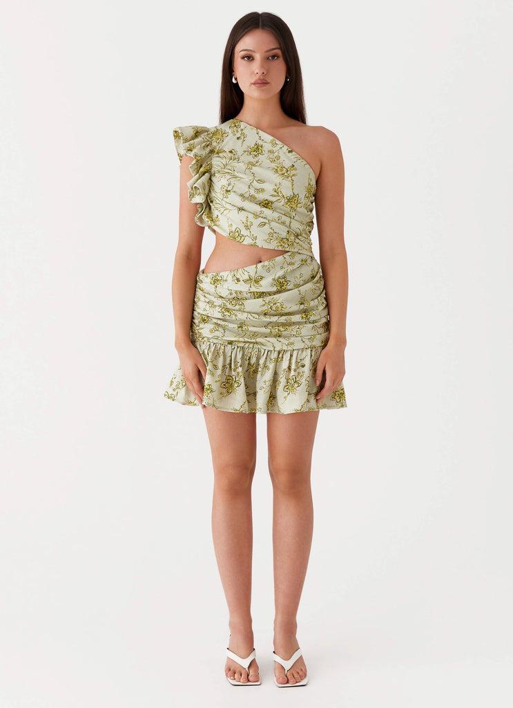 Peppermayo Peppermayo Exclusive - Maisie Linen Mini Dress - Sage Floral