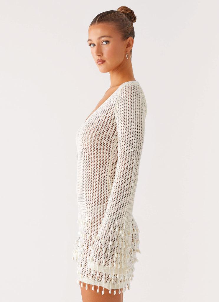 Peppermayo Peppermayo Exclusive - Majestic Beaded Crochet Mini Dress - Ivory