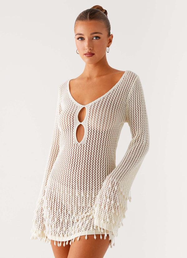 peppermayo Peppermayo Exclusive - Majestic Beaded Crochet Mini Dress - Ivory