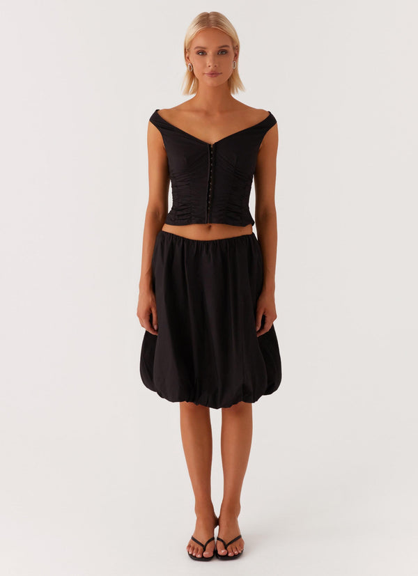 peppermayo Peppermayo Exclusive - Make Way Bubble Midi Skirt - Black