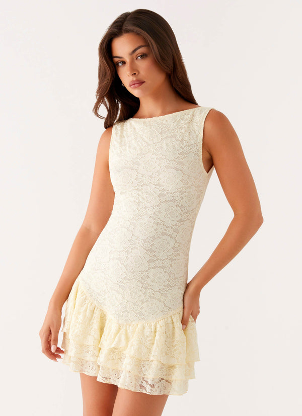 peppermayo Peppermayo Exclusive - Manuka Ruffle Mini Dress - Yellow