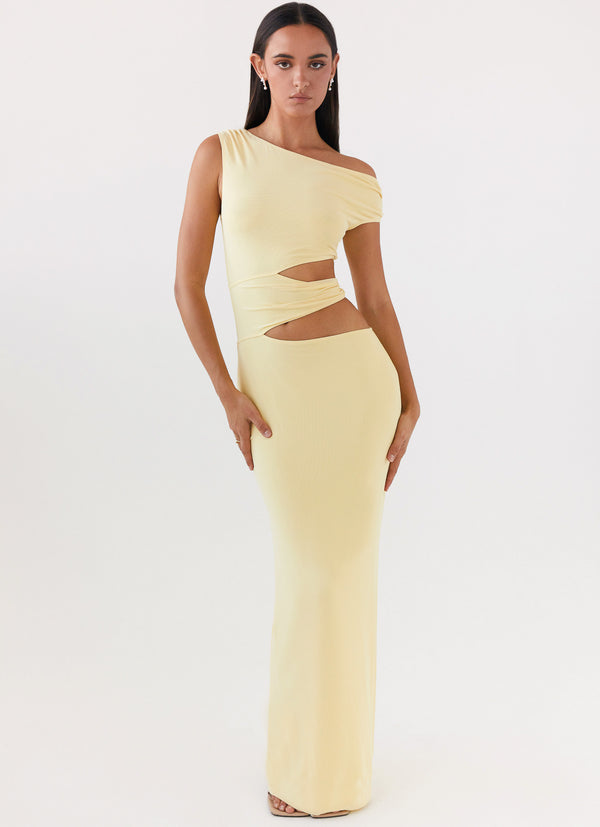 peppermayo Peppermayo Exclusive - Margot One Shoulder Maxi Dress - Yellow