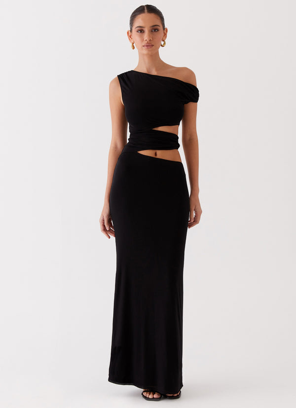 peppermayo Peppermayo Exclusive - Margot One Shoulder Maxi Dress - Black
