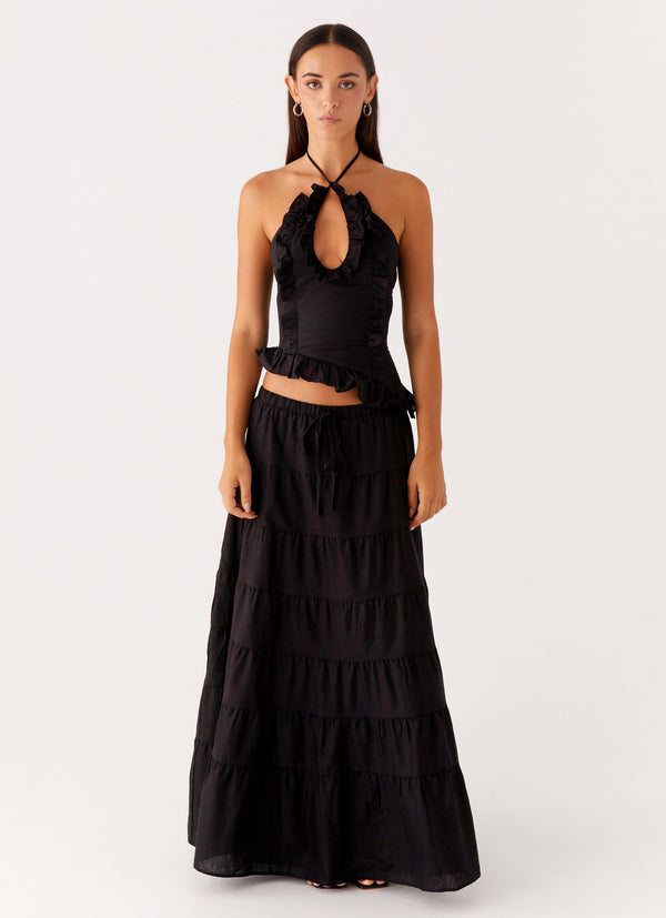 peppermayo Peppermayo Exclusive - Mariella Linen Maxi Skirt - Black
