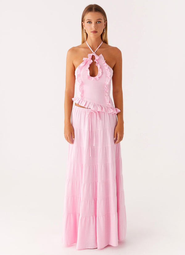 peppermayo Peppermayo Exclusive - Mariella Linen Maxi Skirt - Pink