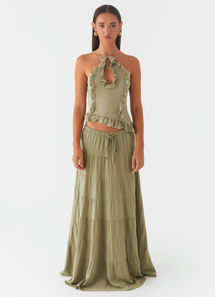 Peppermayo Peppermayo Exclusive - Mariella Linen Maxi Skirt - Sage