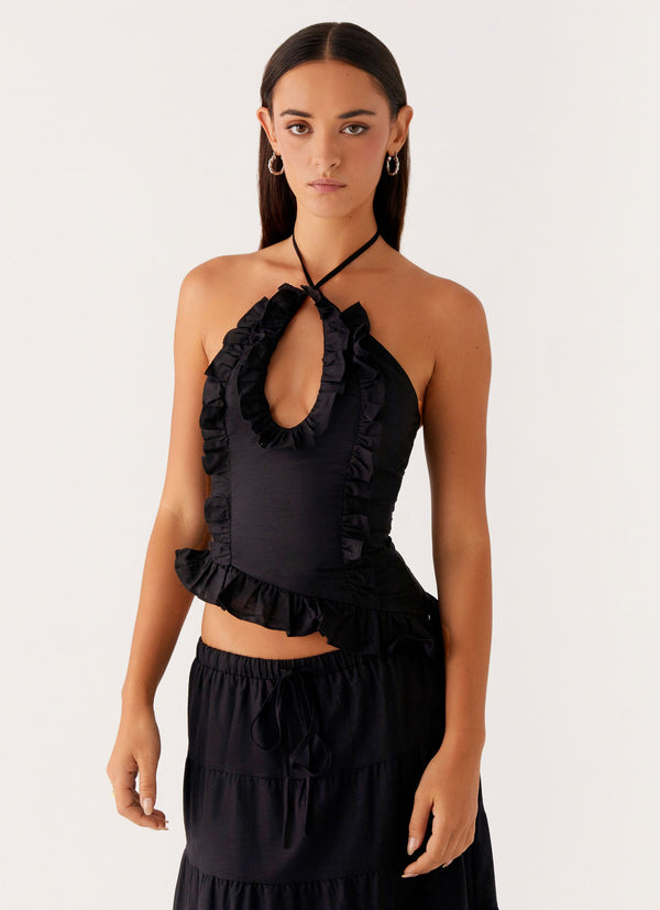 peppermayo Peppermayo Exclusive - Mariella Linen Top - Black