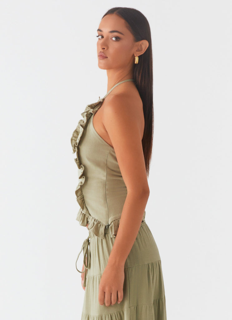 Peppermayo Peppermayo Exclusive - Mariella Linen Top - Sage
