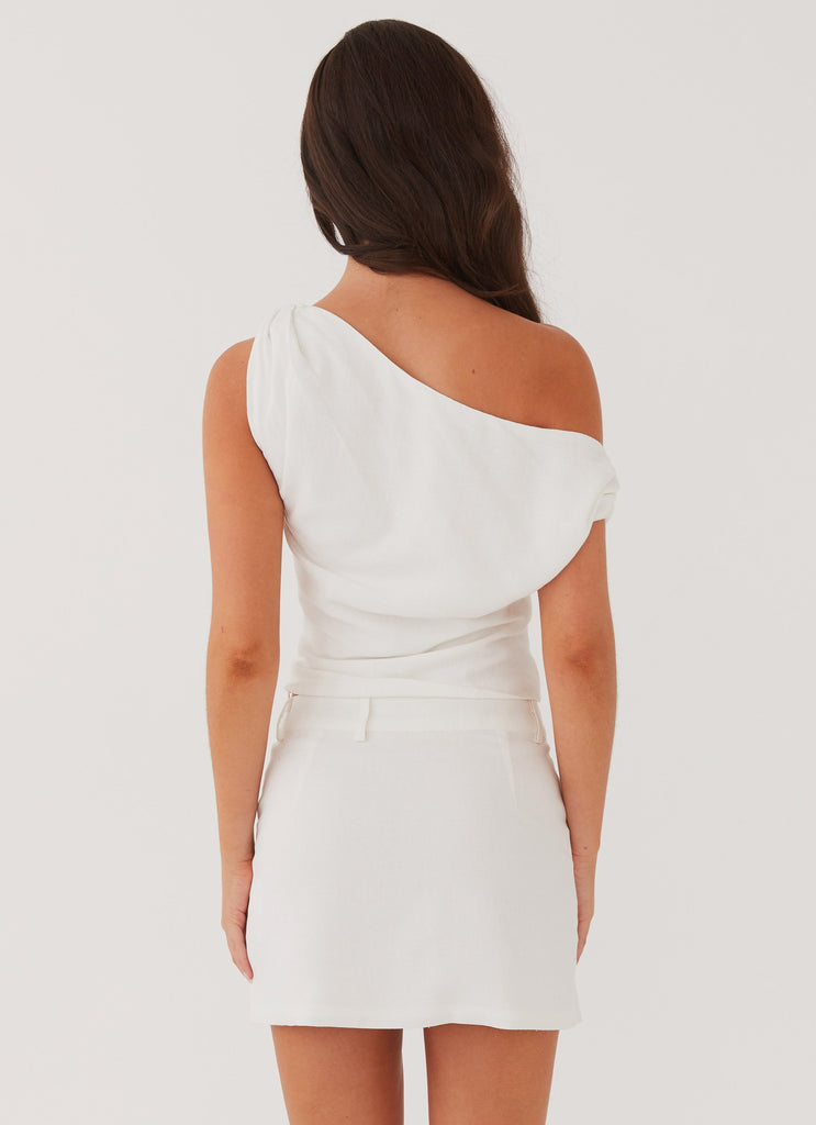 Peppermayo Peppermayo Exclusive - Marissa Linen One Shoulder Top - White