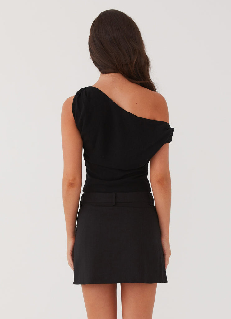 Peppermayo Peppermayo Exclusive - Marissa Linen One Shoulder Top - Black