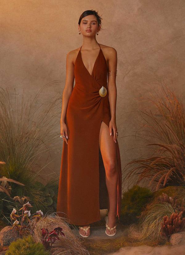 peppermayo Peppermayo Exclusive - Marjoram Maxi Dress - Chocolate