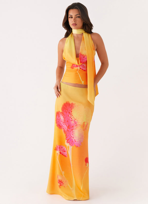 peppermayo Peppermayo Exclusive - Marrakesh Maxi Skirt - Orange Floral
