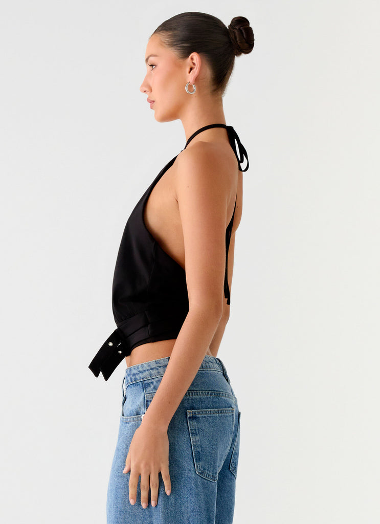 Peppermayo Peppermayo Exclusive - Mason Halter Neck Top - Black