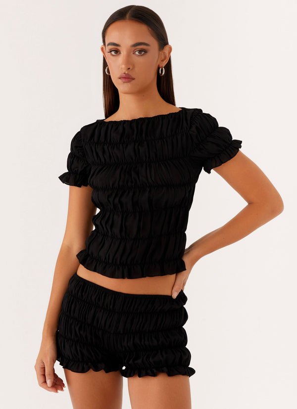 peppermayo Peppermayo Exclusive - Mateo Ruched Top - Black