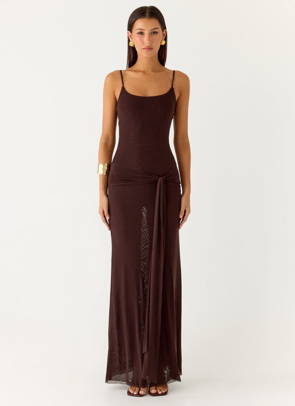 peppermayo Peppermayo Exclusive - Matoma Bodysuit Maxi Dress - Cool Chocolate
