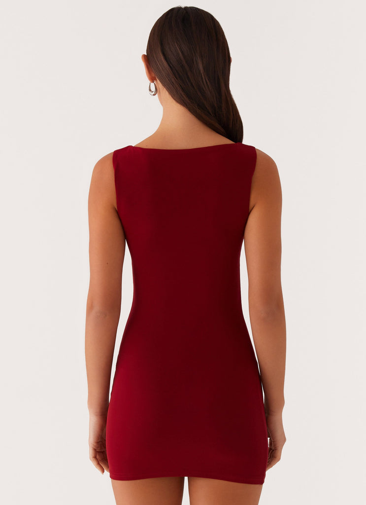 Peppermayo Peppermayo Exclusive - Matteo Beaded Mesh Mini Dress - Deep Red