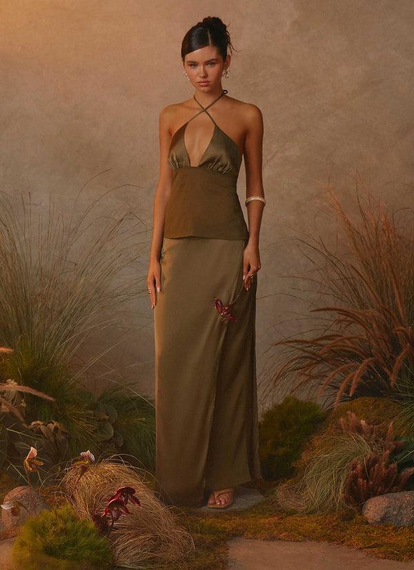 peppermayo Peppermayo Exclusive - Mavie Maxi Skirt - Khaki