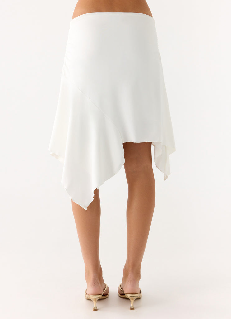 Peppermayo Peppermayo Exclusive - Maxina Asymmetrical Midi Skirt - White
