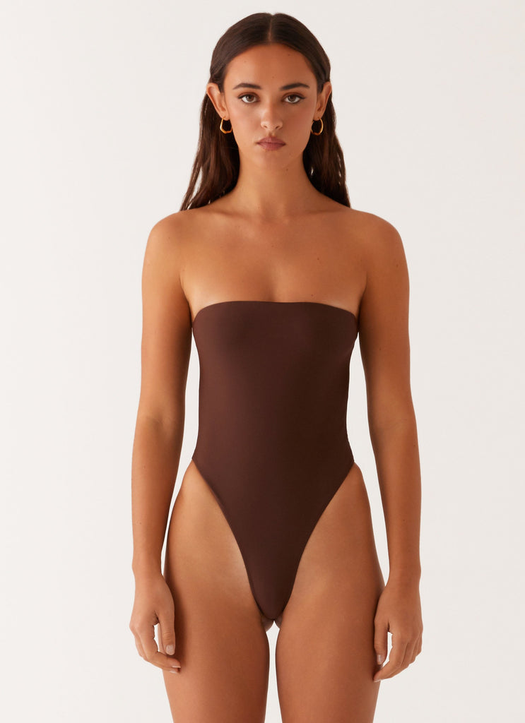 Peppermayo Peppermayo Exclusive - Maxine Strapless One Piece Swimsuit - Brown