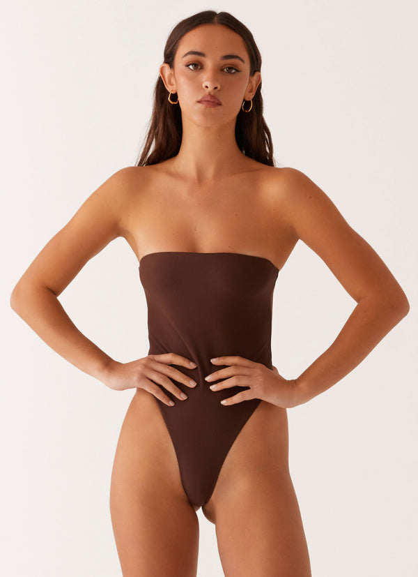 peppermayo Peppermayo Exclusive - Maxine Strapless One Piece Swimsuit - Brown