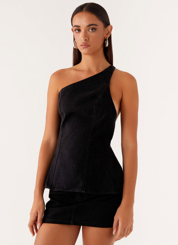 peppermayo Peppermayo Exclusive - Maysa Denim Top - Black