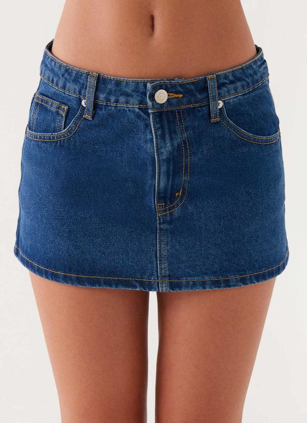 peppermayo Peppermayo Exclusive - Maysa Low Rise Mini Skirt - Dark Blue