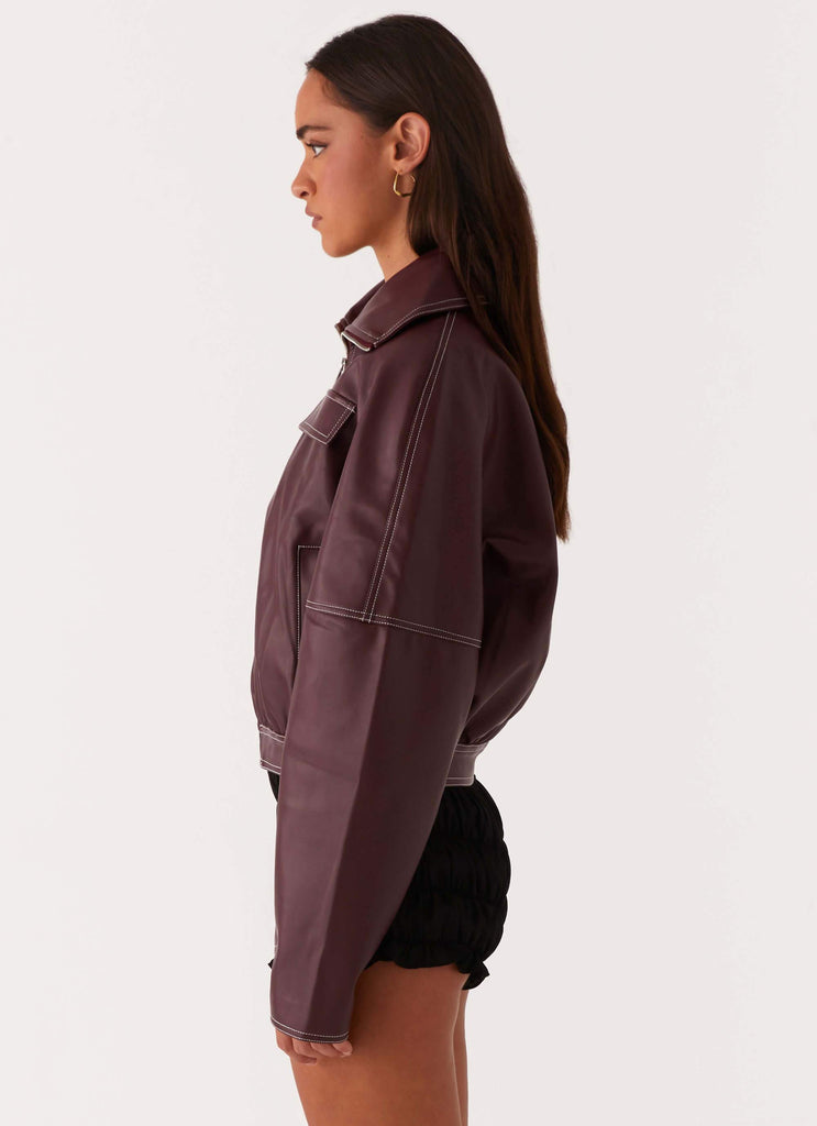Peppermayo Peppermayo Exclusive - Meant To Be PU Boxy Jacket - Wine