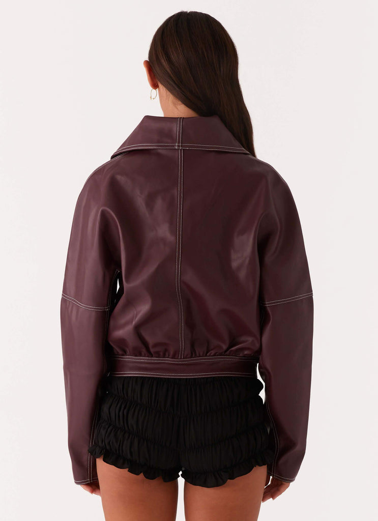 Peppermayo Peppermayo Exclusive - Meant To Be PU Boxy Jacket - Wine