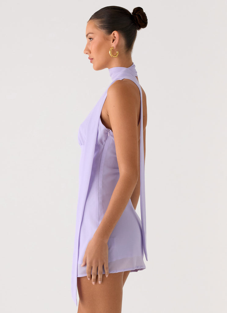 Peppermayo Peppermayo Exclusive - Melisande Scarf Neck Mini Dress - Lavender