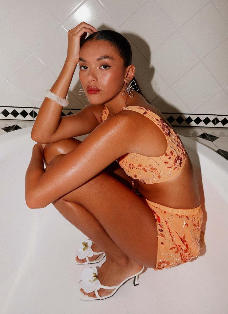 Peppermayo Peppermayo Exclusive - Mercer Sequin Mini Shorts - Orange