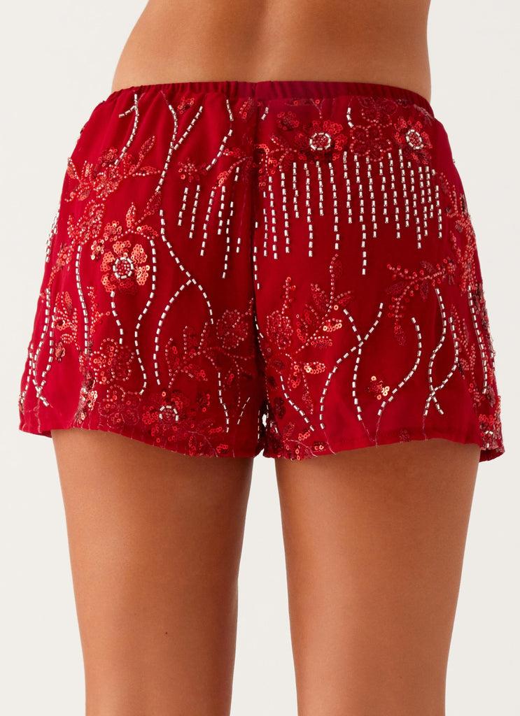 Peppermayo Peppermayo Exclusive - Mercer Sequin Mini Shorts - Red