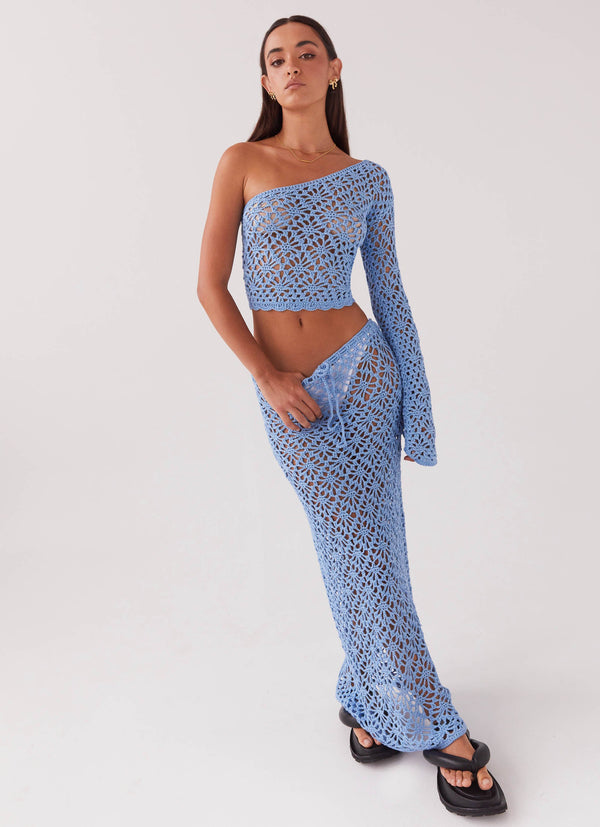 peppermayo Peppermayo Exclusive - Merliah Crochet Maxi Skirt - Blue