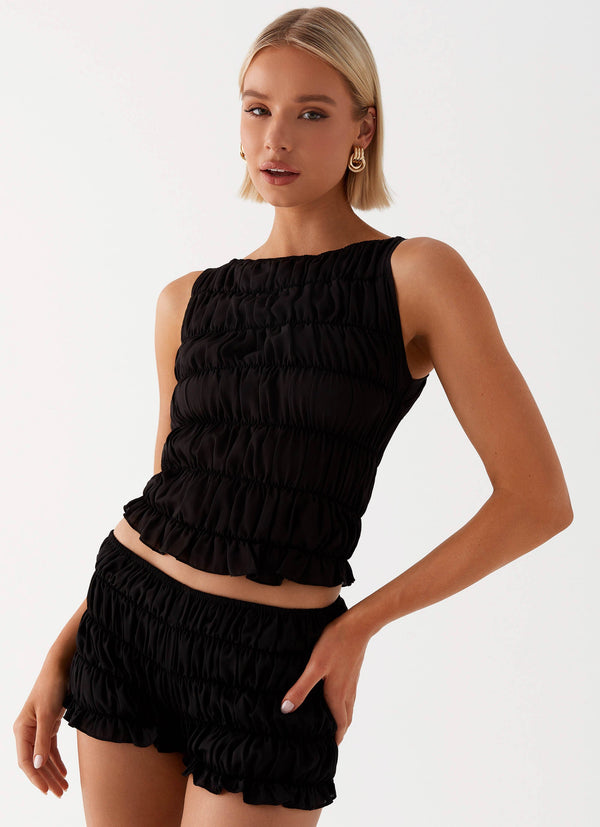peppermayo Peppermayo Exclusive - Messina Ruched Tank Top - Black