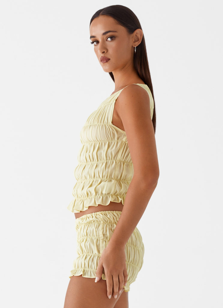 Peppermayo Peppermayo Exclusive - Messina Ruched Tank Top - Yellow