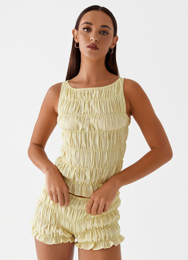 peppermayo Peppermayo Exclusive - Messina Ruched Tank Top - Yellow