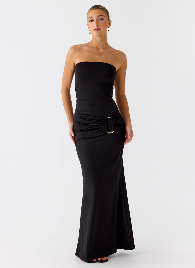 Peppermayo Peppermayo Exclusive - Metal Heart Strapless Maxi Dress - Black