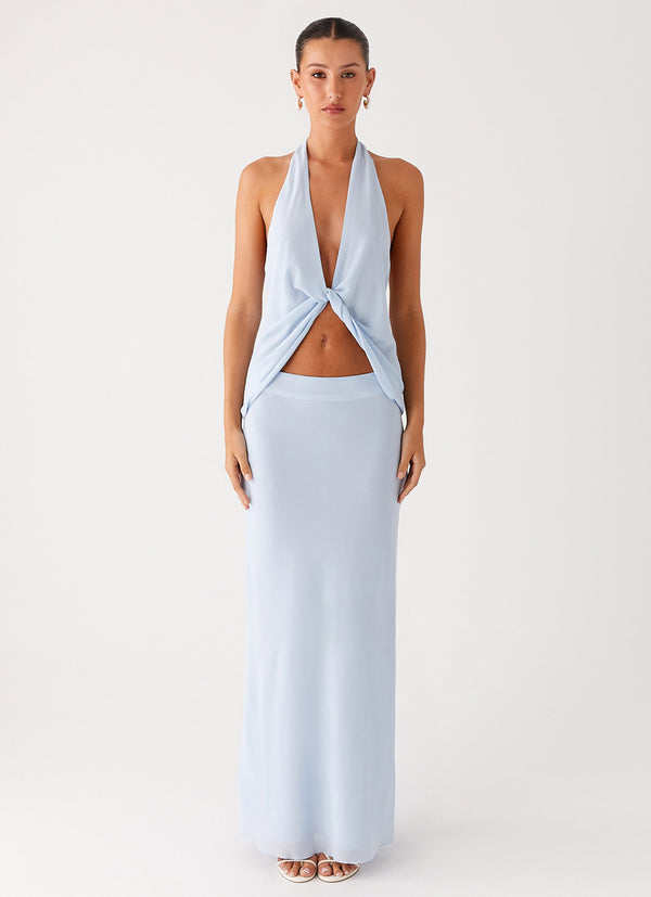 peppermayo Peppermayo Exclusive - Michaella Chiffon Maxi Skirt - Blue