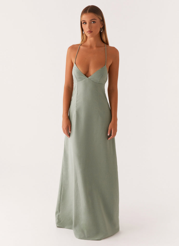 Peppermayo Peppermayo Exclusive - Middle Ground Linen Maxi Dress - Sage